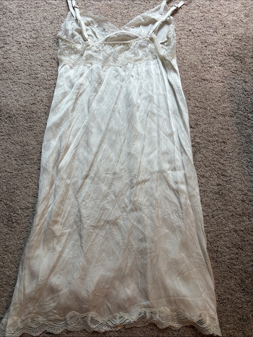 Nk Imode Stretch Silk Lace Trim Chemise Slip Dress Ivory White Size Medium Bride — image 4 of 5